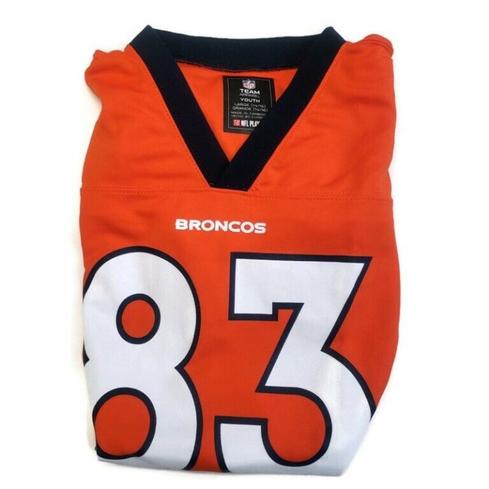 NFL Denver Broncos Jersey Youth Boys XL 2 Sided #83 Wes Welker Orange - Picture 7 of 7